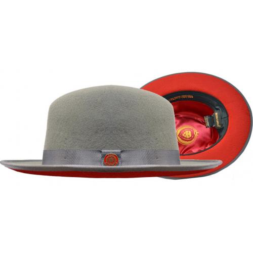 Bruno Capelo Grey / Red Bottom Australian Wool Fedora Dress Hat PR-304.